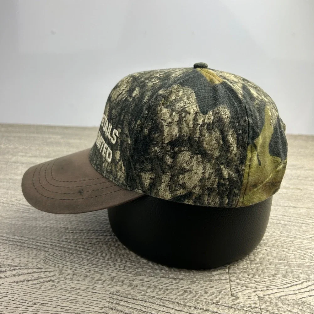 Vintage 90s Whitetails Unlimited Camo Realtree Hat Cap Snap Back Brown Grunge